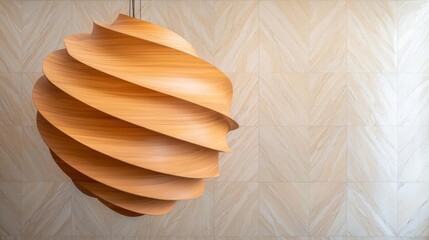 Layered Wooden Chandelier Design, luxury hotel lobby, grand entrance, marble floors, high ceilings, sophisticated and welcoming