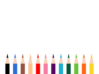 シンプルな12色の色鉛筆のフレーム