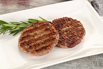 Grilled two beef burger cutlet