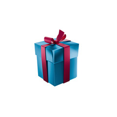 vibrant christmas gift box present with ribbon, transparent background
