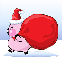 Cute pig christmas costume simple cartoon vector illustration christmas concept icon isolated