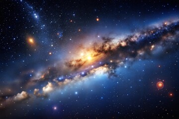 Obraz premium Mesmerizing galaxy in night sky with burst of stellar colors and glowing stars