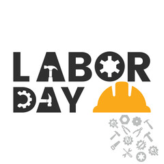 Happy Labor Day Logo concept with red stars Vector illustration, labor day post design template isolated on Grey background, Labor day design template, EPS File