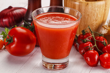 Fresh Tomato juice in the glass