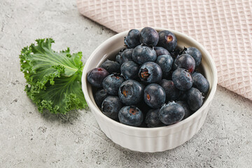 Sweet ripe blueberry on the bowl