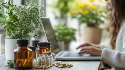 Natural Health Consultation: Patient Discussing Herbal Supplements with Homeopathic Provider Online