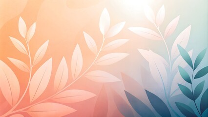 Elegant leaves on a soft gradient background, modern artistic design with a serene and warm vibe