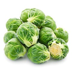 Fototapeta premium Vibrant green heads of cabbage arranged in a cluster.