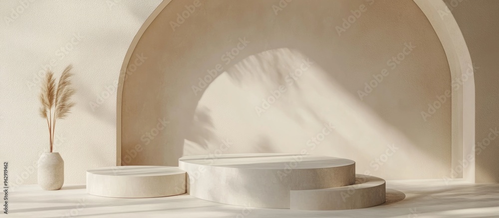 Poster 3d representation of a podium on a neutral background
