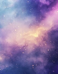 Obraz premium Purple Sky with Colorful Clouds and Sparkling Stars in a Dreamy Celestial Scene