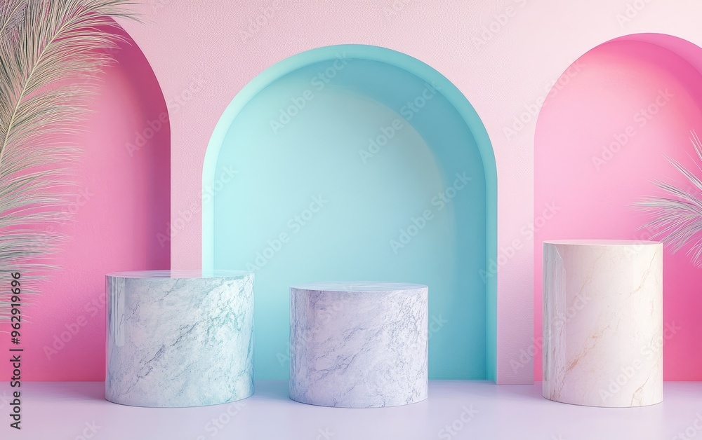 Aufkleber abstract background for product showcasing featuring geometric shapes minimal pastel tones 3d render
