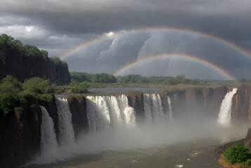 虹が出るナイアガラの滝の美しいAIイメージ