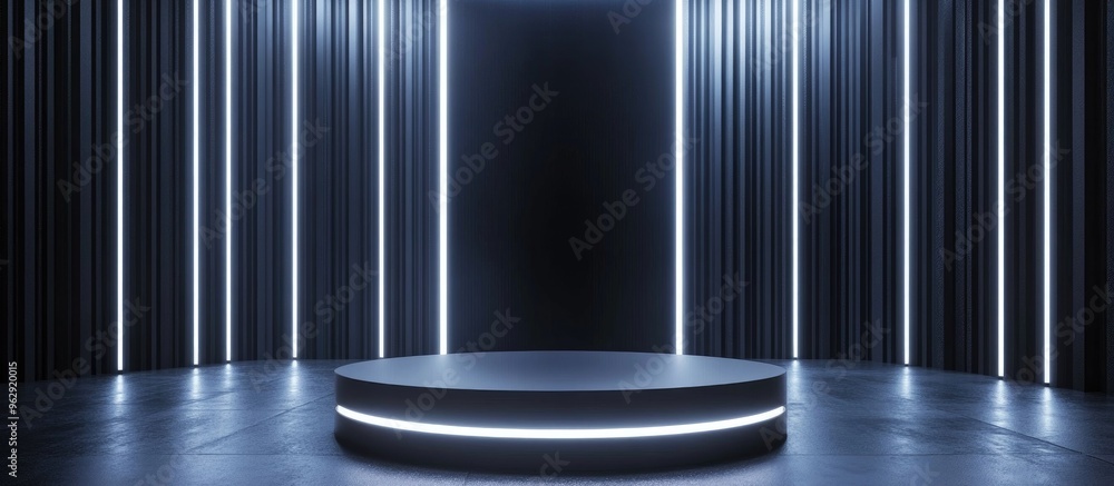 Aufkleber Futuristic display pedestal Empty podium for showcasing products 3D rendering