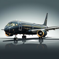 Fototapeta premium Elegant Vector Depiction of an Airbus with a Futuristic Dark Palette