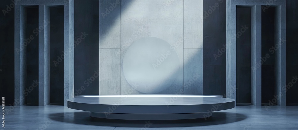 Aufkleber Futuristic display pedestal Empty podium for showcasing products 3D rendering