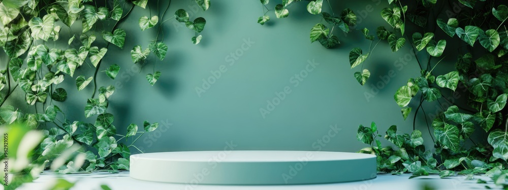 Poster Abstract platform presentation for product display featuring ivy 3D rendering