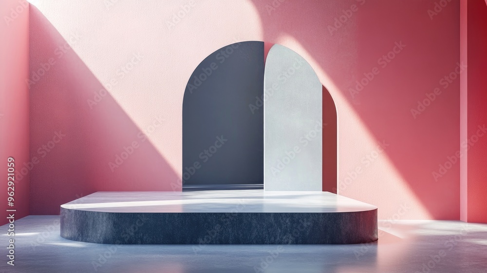 Poster Sophisticated and visually appealing abstract backdrop featuring elements studio setting pedestal and minimalistic design 3D illustration and rendering