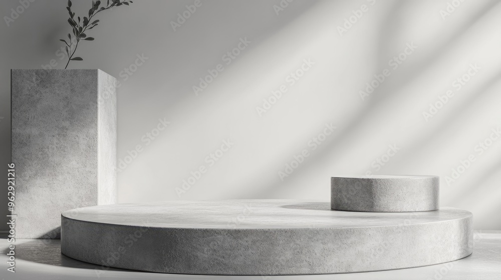 Aufkleber Grey podium for product display 3D rendering