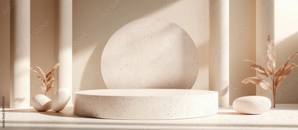 Poster 3d representation of a podium on a neutral background