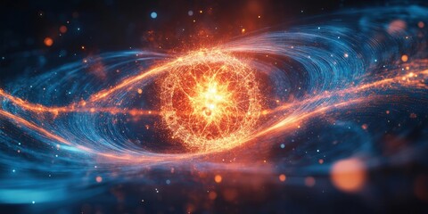 Obraz premium An abstract depiction of cosmic energy, combining vibrant colors and swirling patterns to illustrate the essence of the universe.