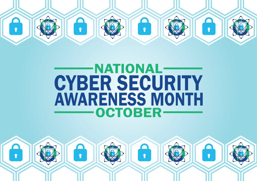 National Cyber Security Awareness Month October wallpaper with shapes and typography, banner, card, poster, template. National Cyber Security Awareness Month, background
