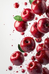 Red Apples Splashing in the Air