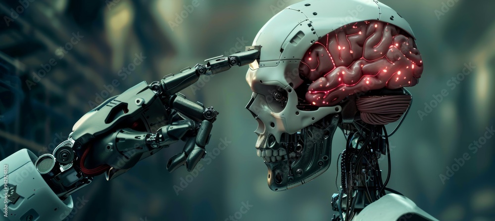 Aufkleber robot utilizing human brain for advanced tasks