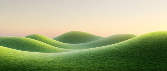 Obraz premium Rolling Green Hills at Sunset