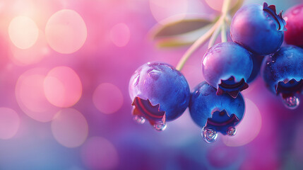 Fototapeta premium Colorful blueberries with a soft glow
