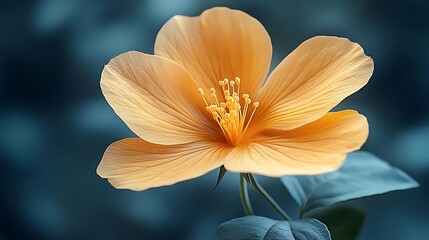 A single, delicate, light orange flower with soft, blurred background.