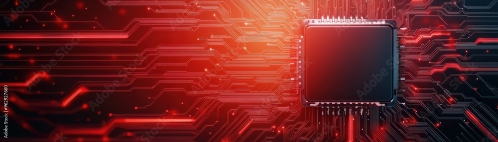 Aufkleber futuristic microprocessor on a vibrant circuit board illustrating advanced technology and digital in