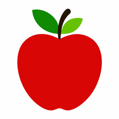 Red Apple and Silhouette Vector Illustration  Printable Graphic Design
