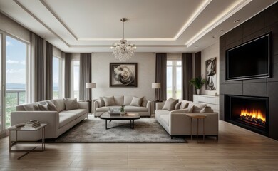 Fototapeta premium modern luxury living room interior design