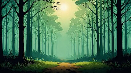 Obraz premium misty morning in the forest