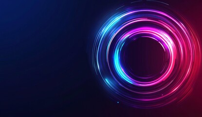 Naklejka premium Abstract futuristic technology background with digital glowing rings and blue, purple light vector 