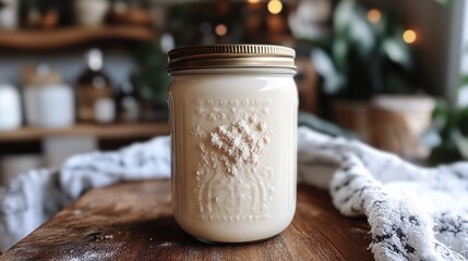 Homemade Laundry Detergent, A glass jar filled with eco-friendly detergent, highlighting a sustainable and practical approach to laundry care.