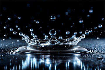 Spectacular water splash in dark background showcasing fluid dynamics and motion freeze