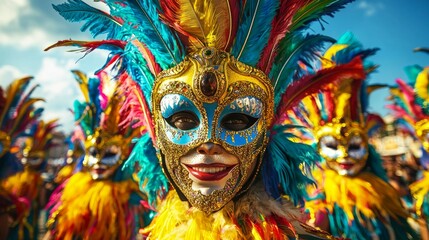 Obraz premium Carnival Mask with Feathers and Glitter