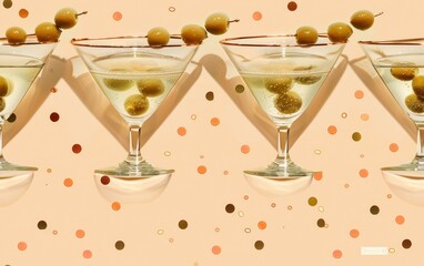 Martini Glasses with Olives and Confetti
