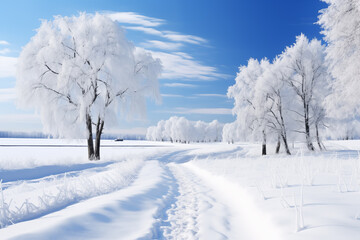 Obraz premium Beautiful snow winter landscape. Winter landscape. Beautiful wintry landscape