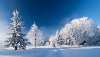 Fototapeta premium Frosty trees and snow