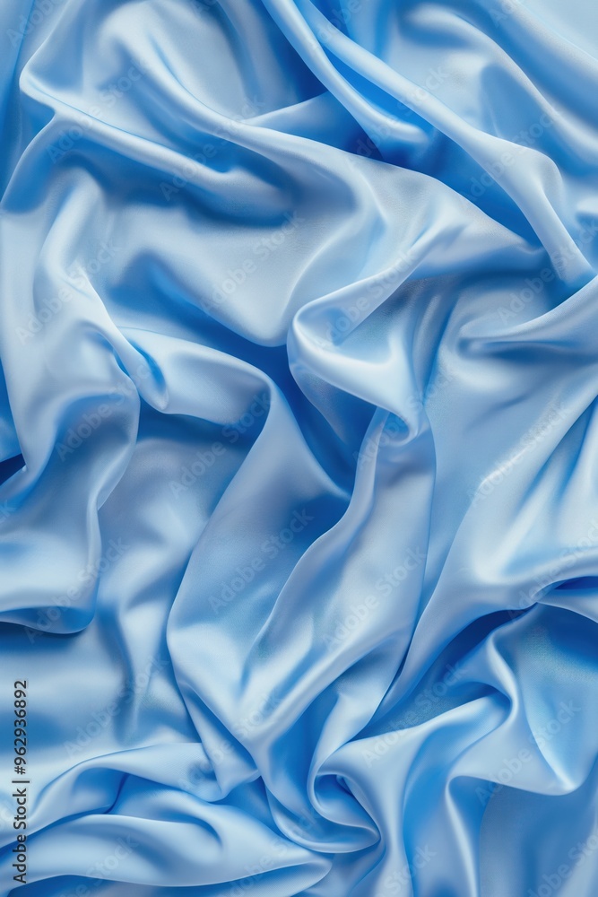 Aufkleber close-up of crumpled blue fabric caught in breeze. soft focus on intricate folds. no text or objects
