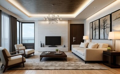 Fototapeta premium modern luxury living room interior design
