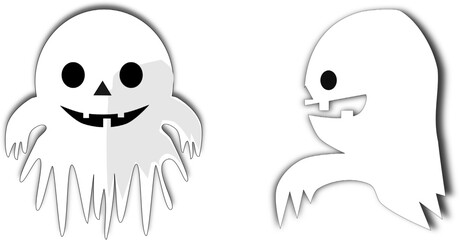 Fototapeta premium Editable vector set of cute ghost icons for Halloween flyers: playful white ghosts with charming designs.