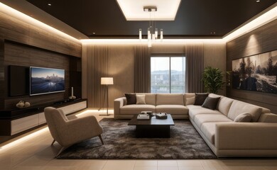 Fototapeta premium Modern luxury living room interior design