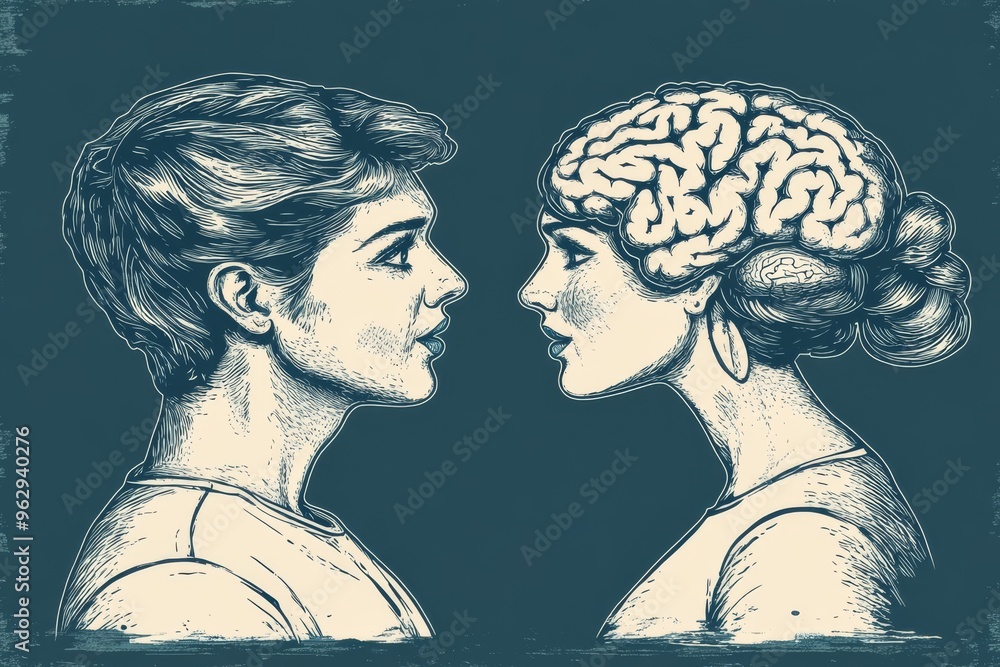 Poster brain dynamics synapses thoughtful profile of a woman with a glowing brain representing cognitive re