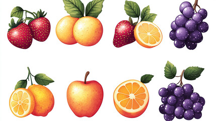 A set of cartoon fruits in vector style
