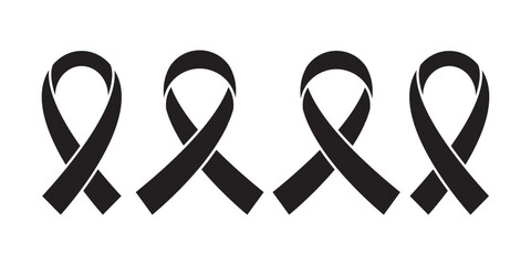 World cancer day sihouette symbol ribbon set
