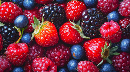 Vibrant summer berries with a glossy finish