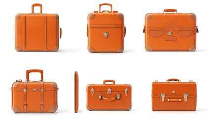 Set of suitcases on white background